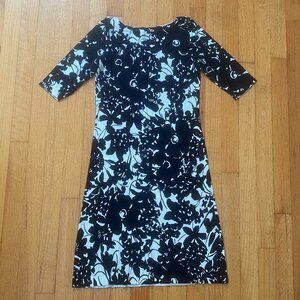 J.Crew Black and White Floral Knit Dress 100% Cotton